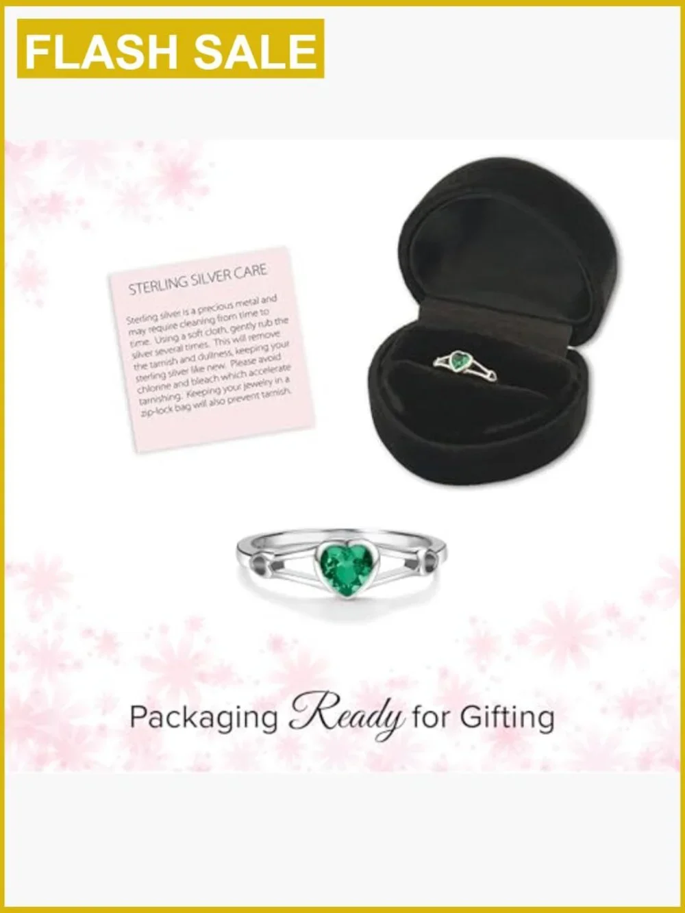 Sterling Silver Simulated CZ Heart Ring for Girls